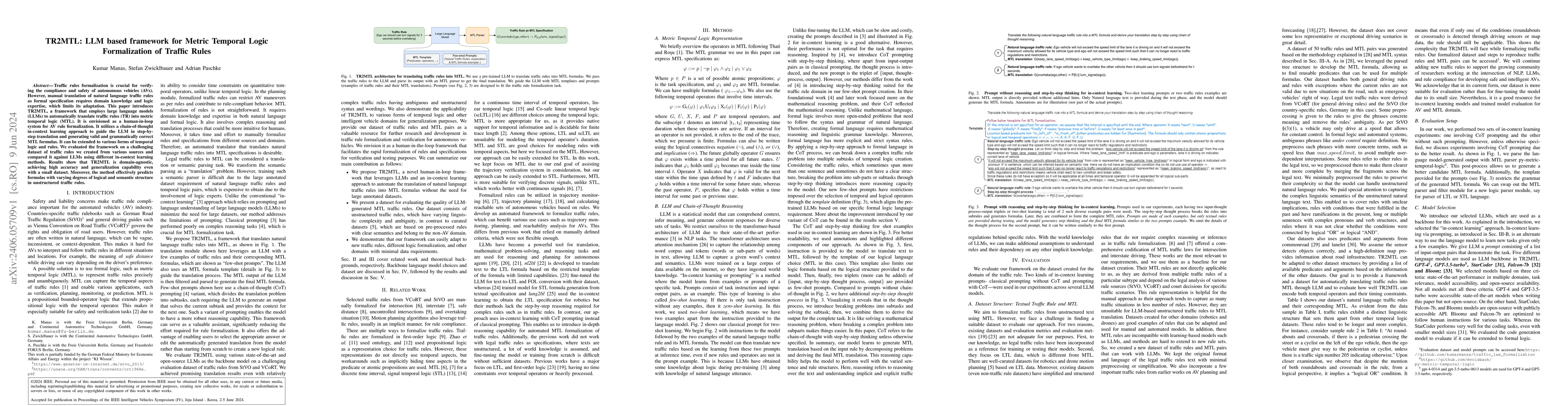 Thumbnail for TR2MTL: LLM based framework for Metric Temporal Logic Formalization of
  Traffic Rules