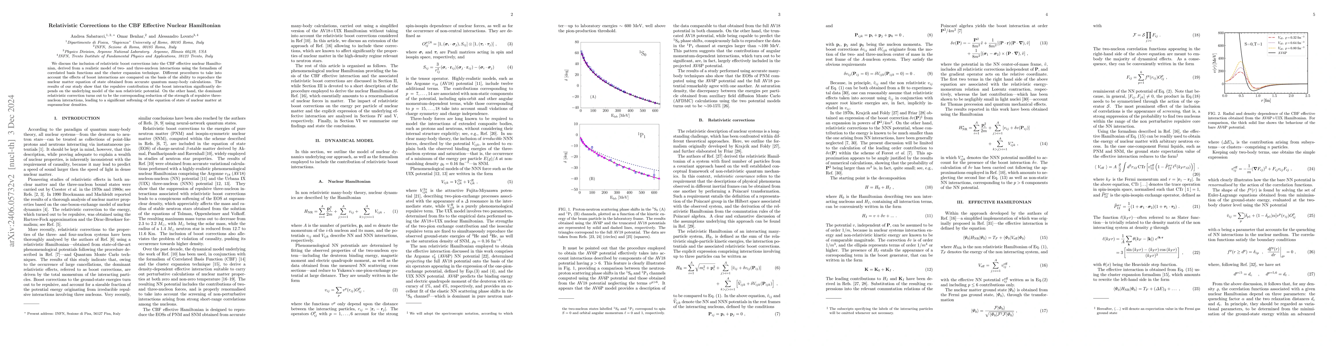 Thumbnail for Relativistic Corrections to the CBF Effective Nuclear Hamiltonian