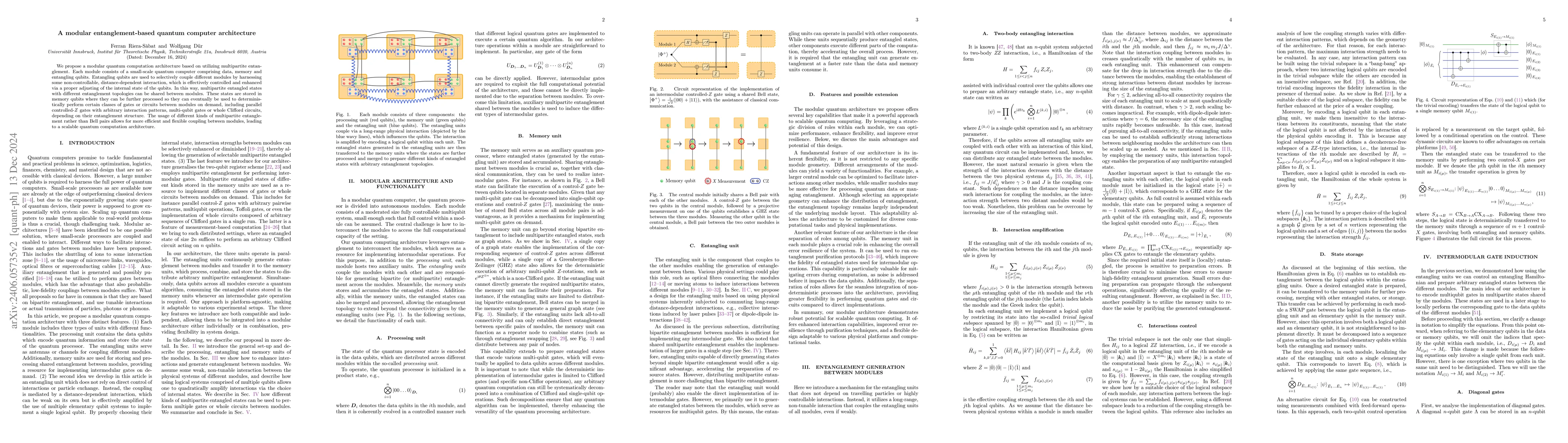 Thumbnail for A modular entanglement-based quantum computer architecture