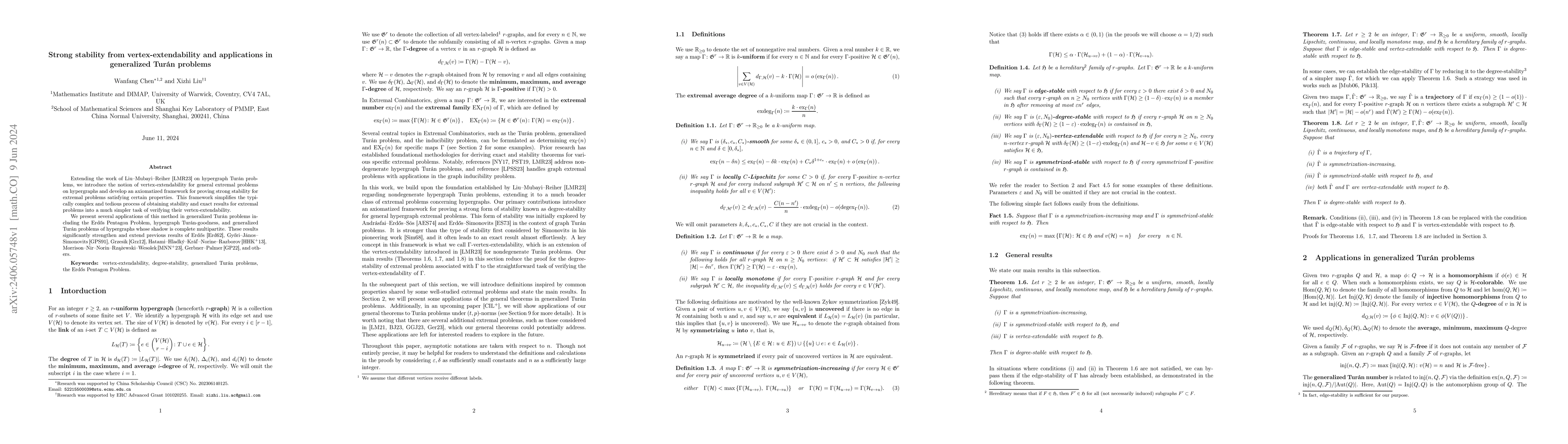 Thumbnail for Strong stability from vertex-extendability and applications in
  generalized Tur\'{a}n problems