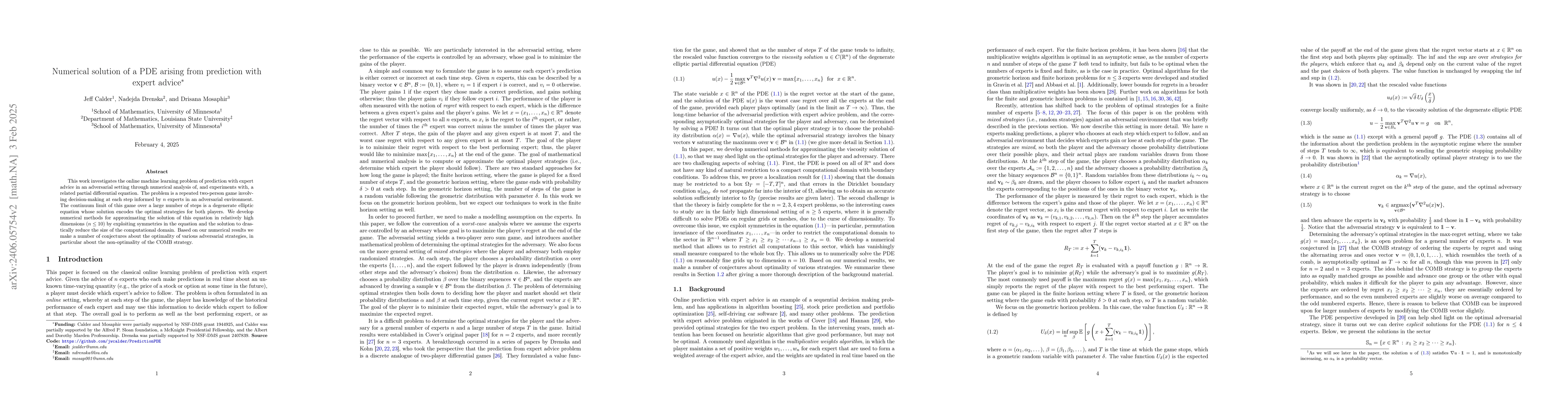 Thumbnail for Numerical solution of a PDE arising from prediction with expert advice