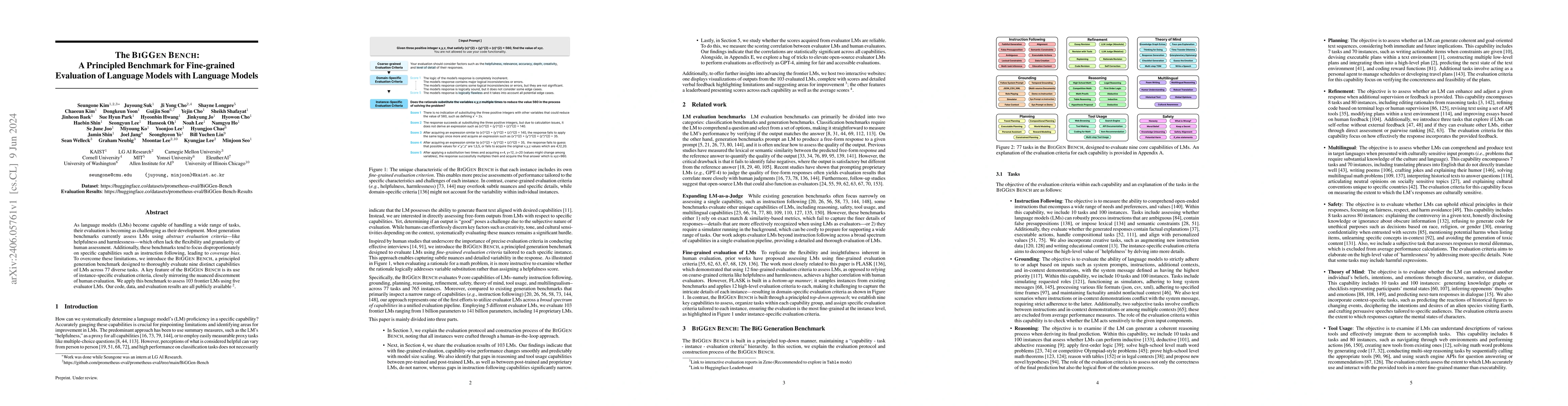Thumbnail for The BiGGen Bench: A Principled Benchmark for Fine-grained Evaluation of
  Language Models with Language Models