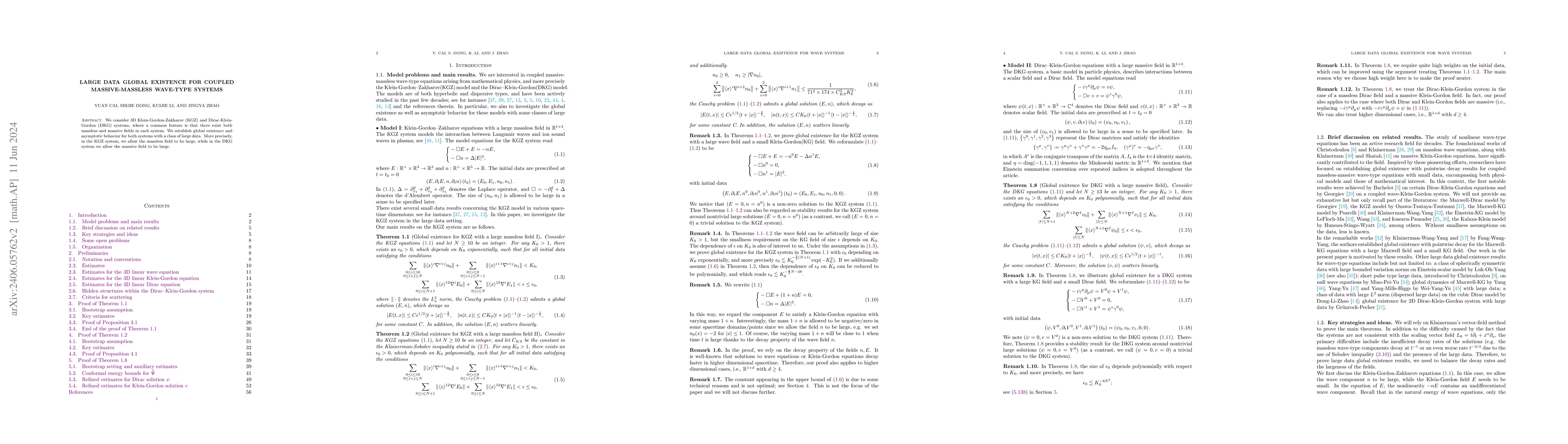 Thumbnail for Large data global existence for coupled massive-massless wave-type
  systems