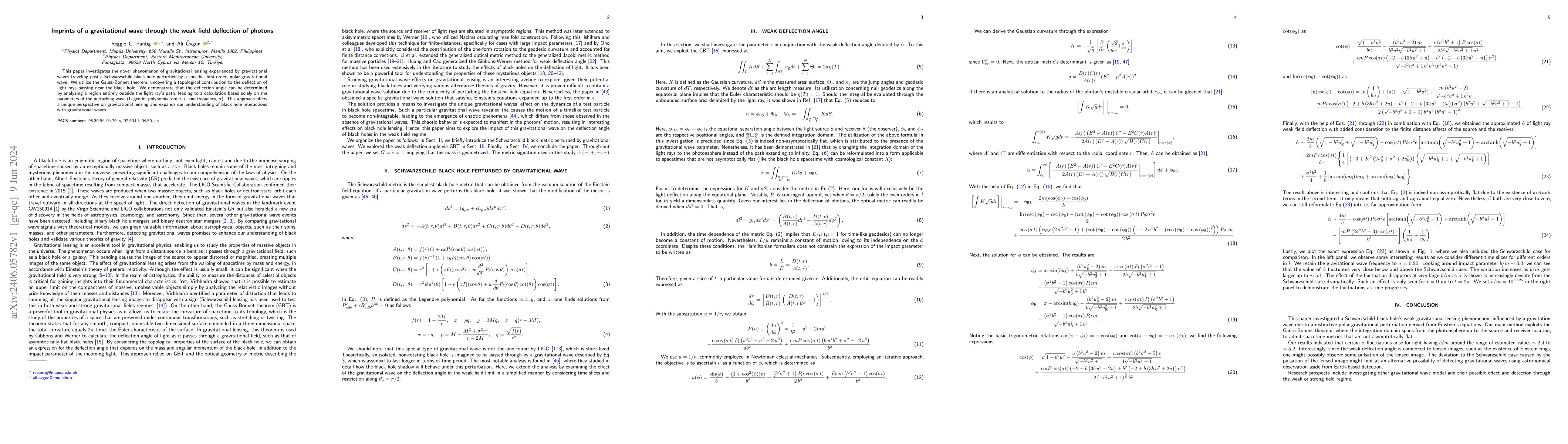Thumbnail for Imprints of a gravitational wave through the weak field deflection of
  photons