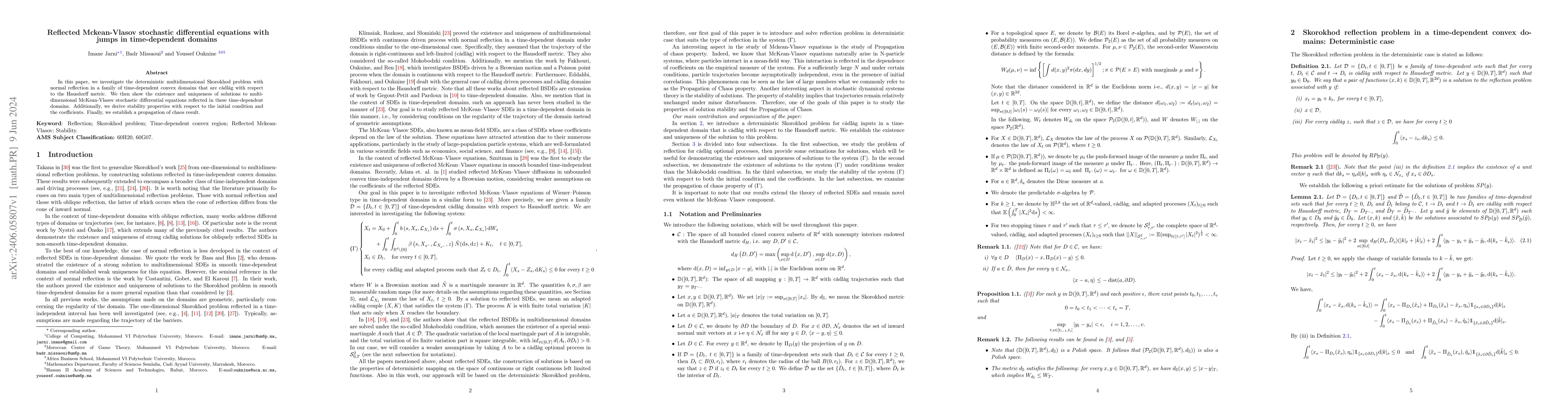 Thumbnail for Reflected Mckean-Vlasov stochastic differential equations with jumps in
  time-dependent domains