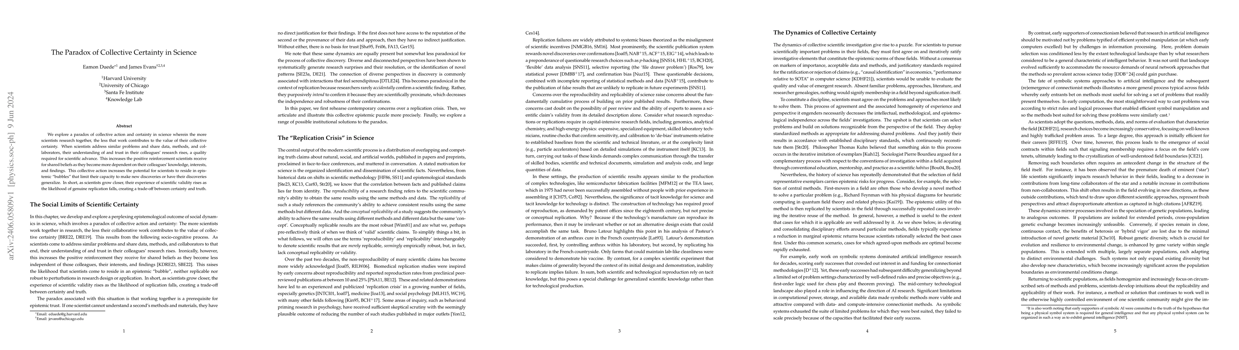 Thumbnail for The Paradox of Collective Certainty in Science