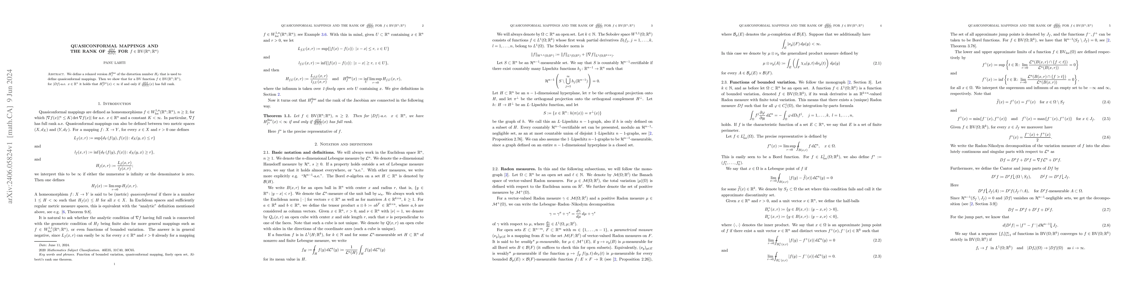 Thumbnail for Quasiconformal mappings and the rank of $\tfrac {dDf}{d|Df|}$ for $f\in
  BV(\mathbb{R}^n; \mathbb{R}^n)$