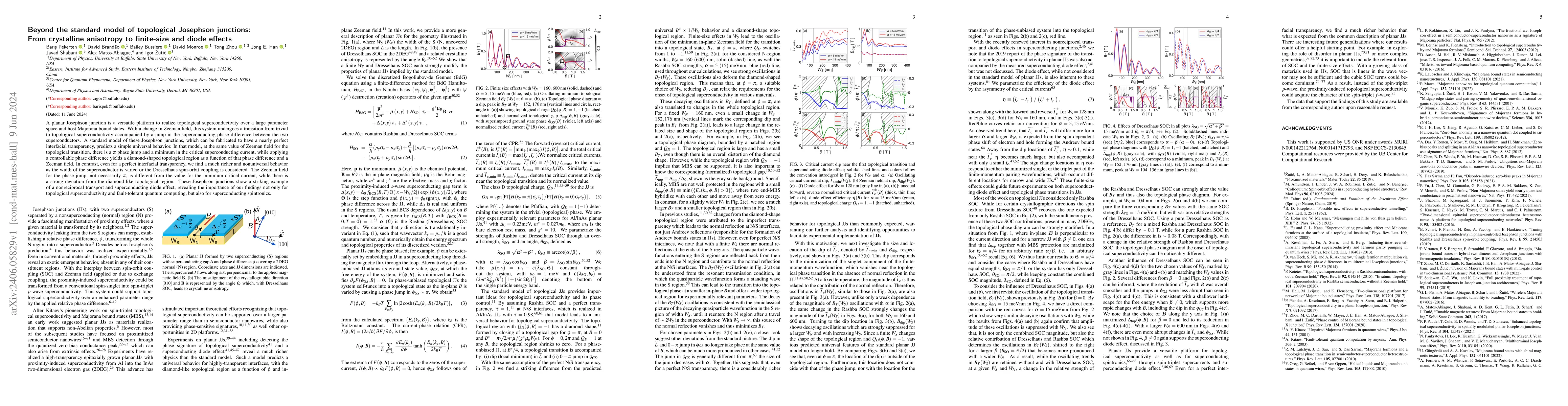 Thumbnail for Beyond the standard model of topological Josephson junctions: From
  crystalline anisotropy to finite-size and diode effects