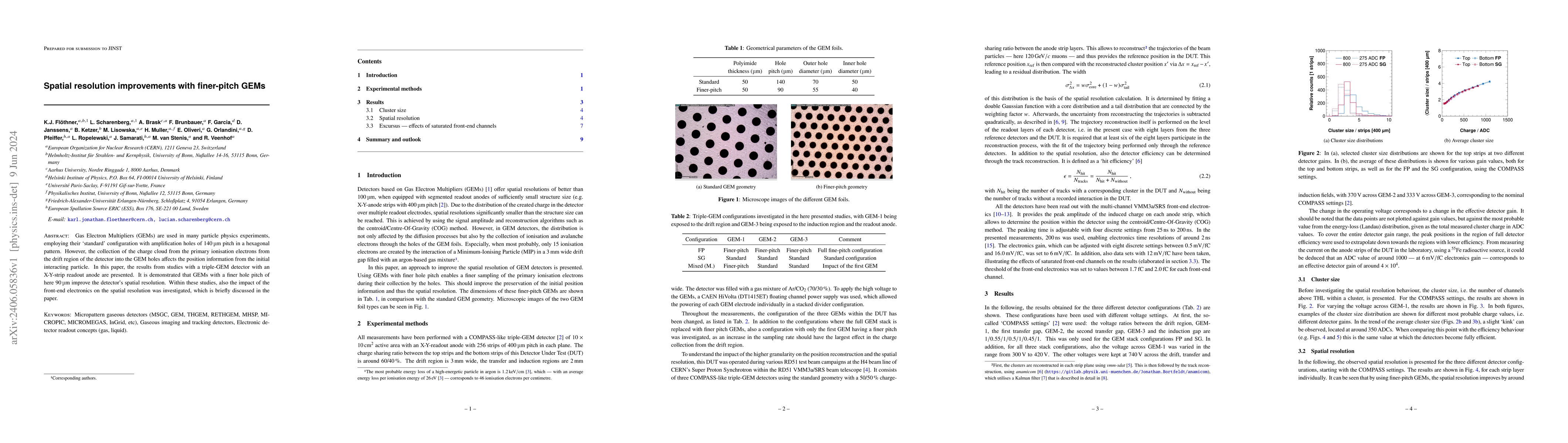 Thumbnail for Spatial resolution improvements with finer-pitch GEMs