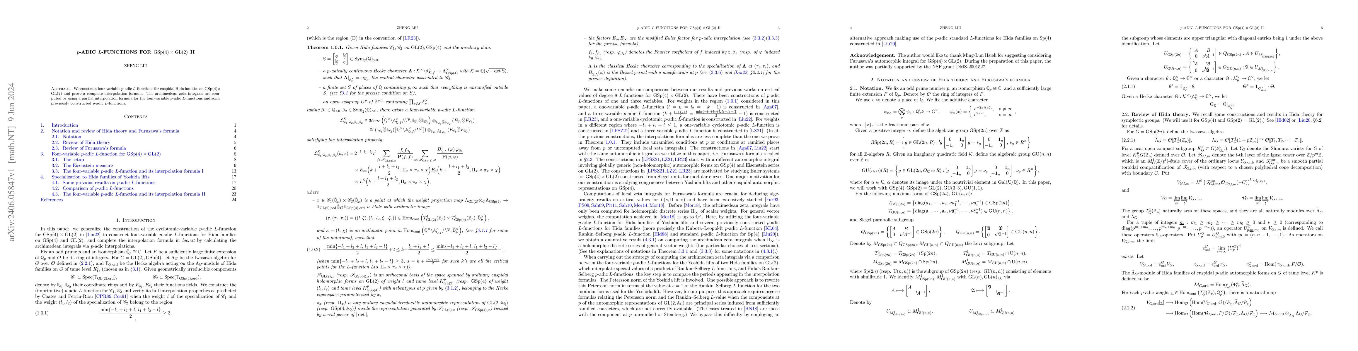 Thumbnail for $p$-adic $L$-functions for ${\rm GSp}(4)\times {\rm GL}(2)$ II