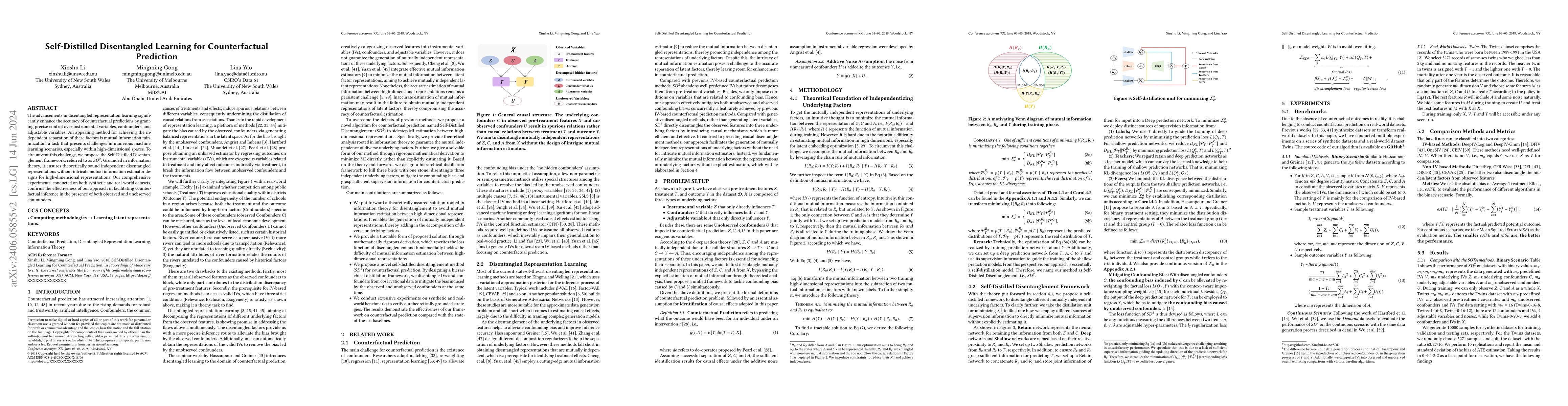 Thumbnail for Self-Distilled Disentangled Learning for Counterfactual Prediction