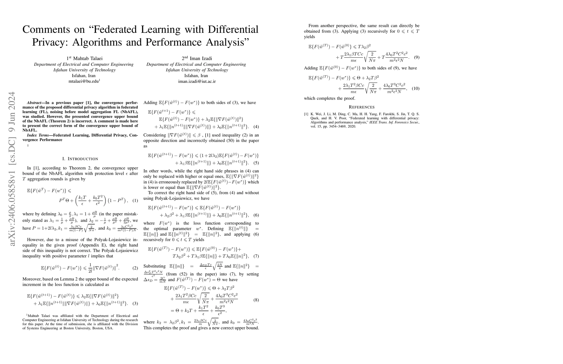 Thumbnail for Comments on "Federated Learning with Differential Privacy: Algorithms
  and Performance Analysis"