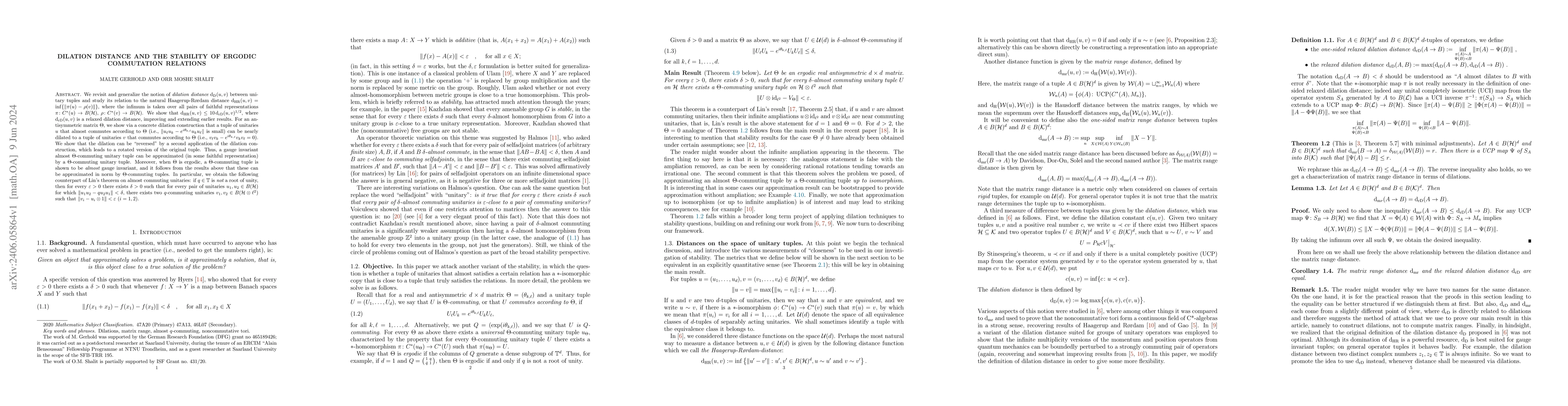 Thumbnail for Dilation distance and the stability of ergodic commutation relations