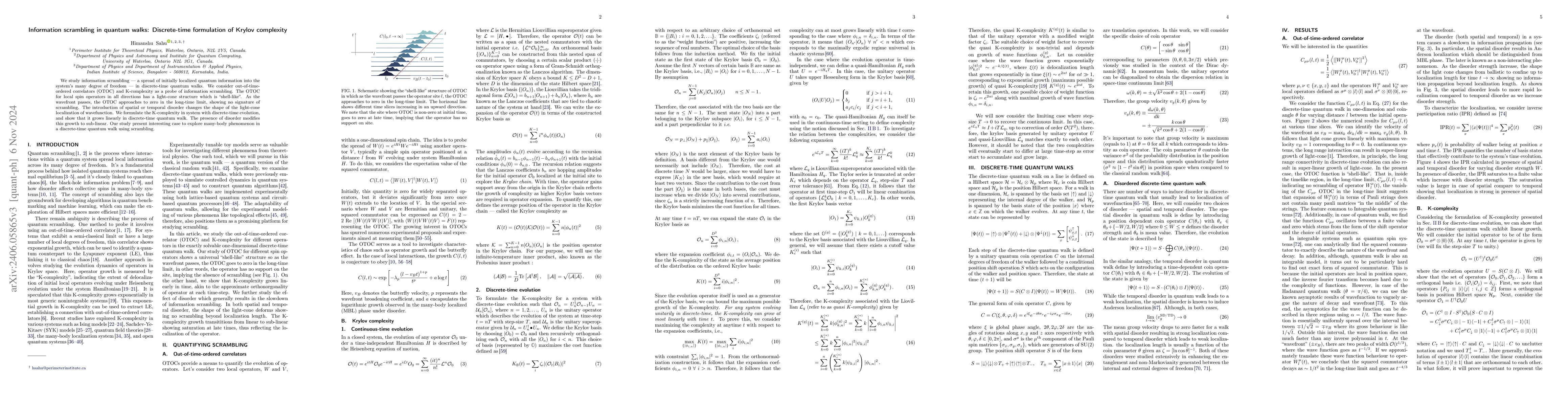Thumbnail for Information scrambling in quantum-walks