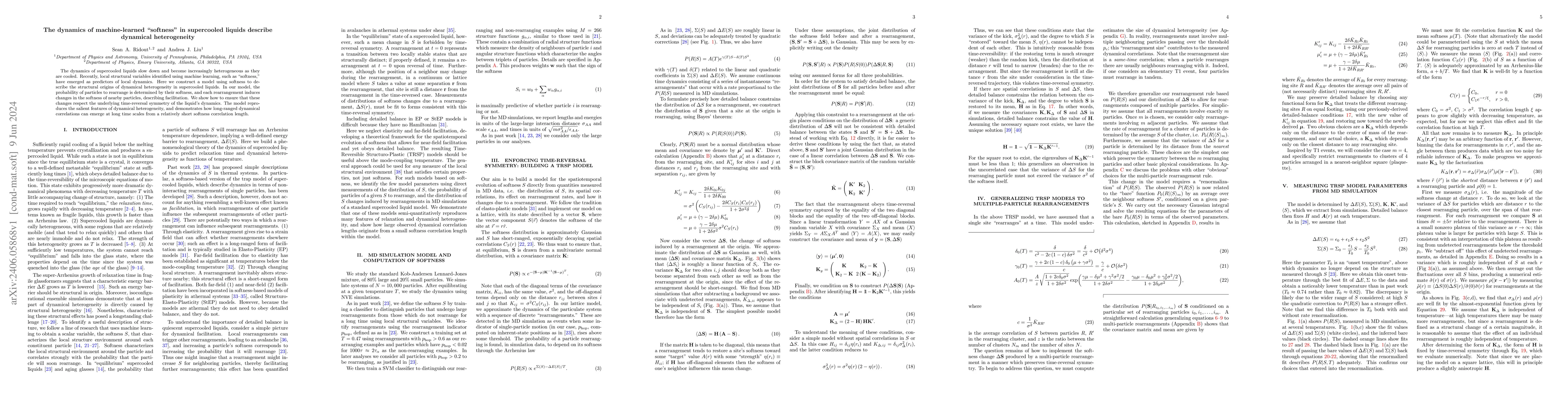 Thumbnail for The dynamics of machine-learned "softness" in supercooled liquids
  describe dynamical heterogeneity