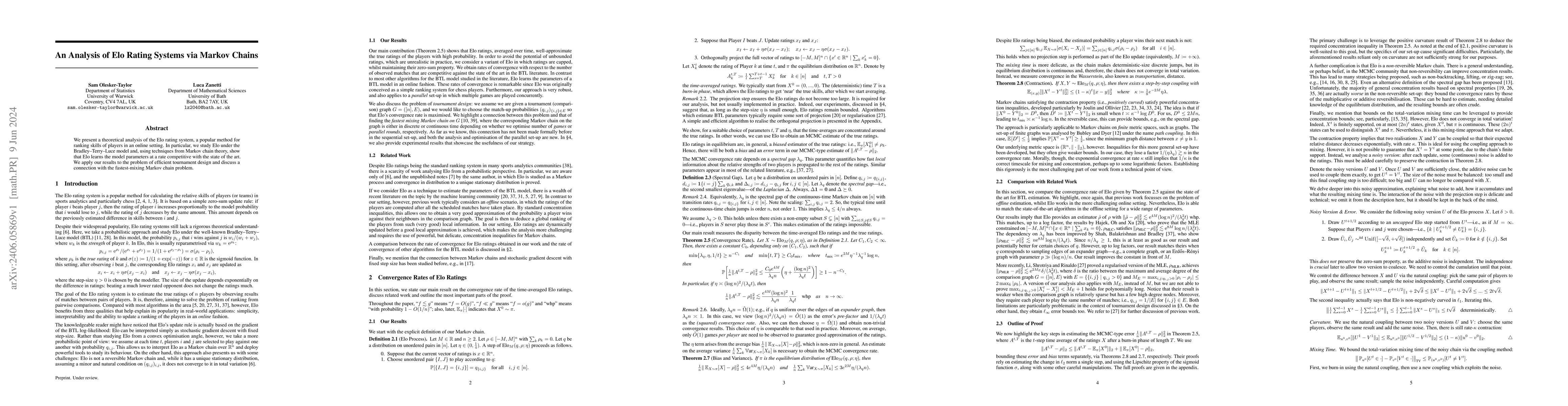 Thumbnail for An Analysis of Elo Rating Systems via Markov Chains