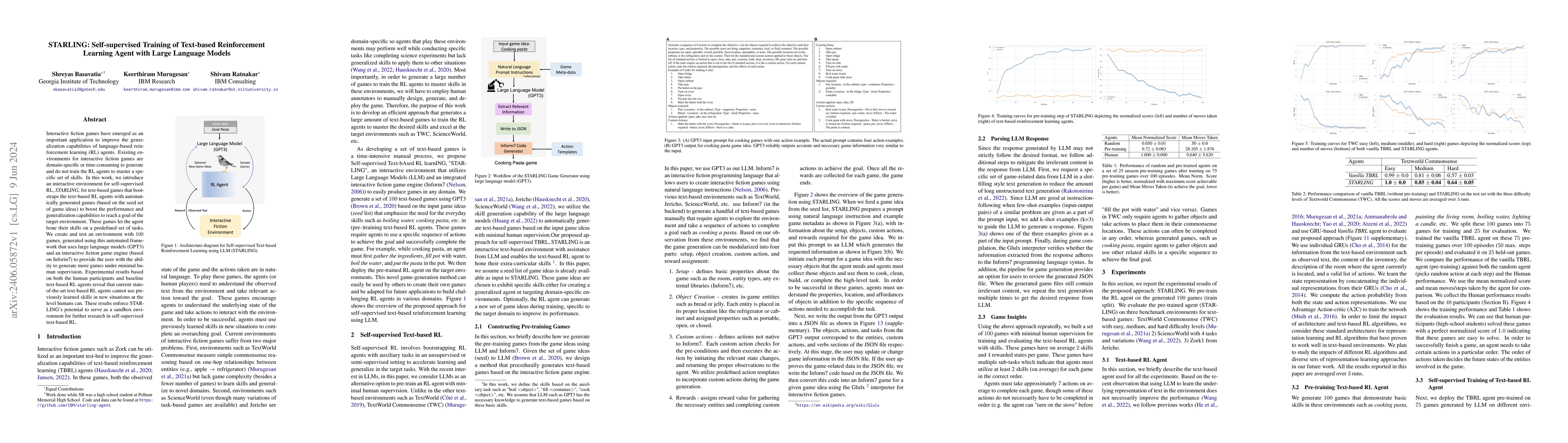 Thumbnail for STARLING: Self-supervised Training of Text-based Reinforcement Learning
  Agent with Large Language Models