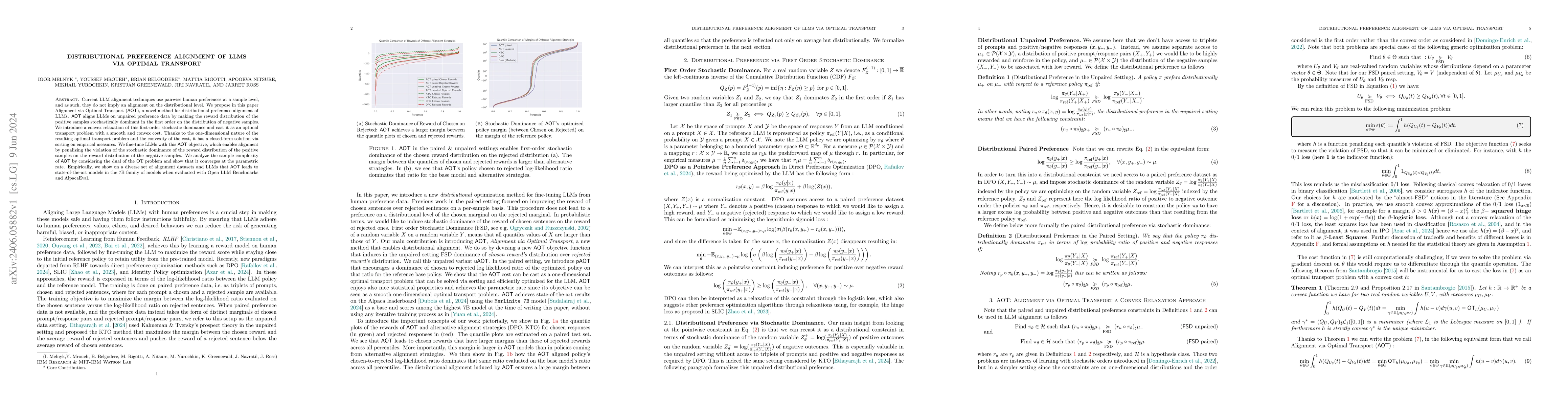 Thumbnail for Distributional Preference Alignment of LLMs via Optimal Transport