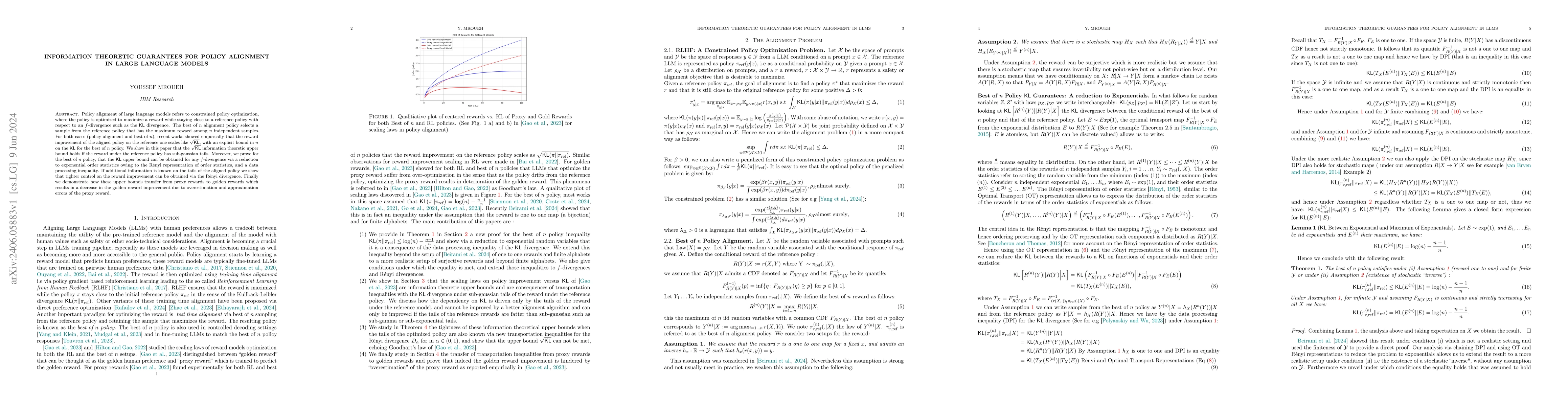 Thumbnail for Information Theoretic Guarantees For Policy Alignment In Large Language
  Models