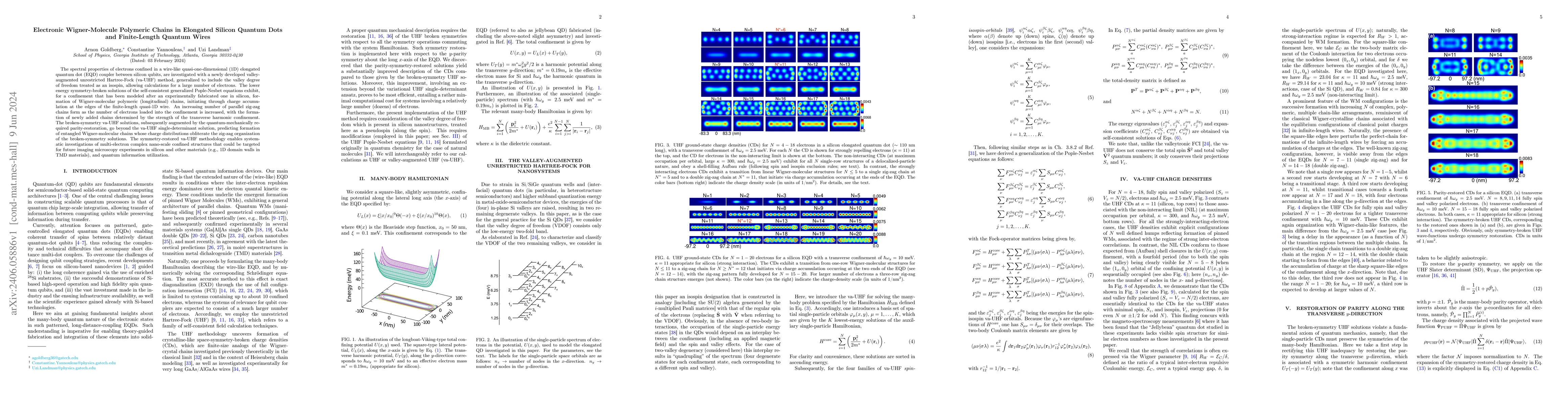 Thumbnail for Electronic Wigner-Molecule Polymeric Chains in Elongated Silicon Quantum
  Dots and Finite-Length Quantum Wires