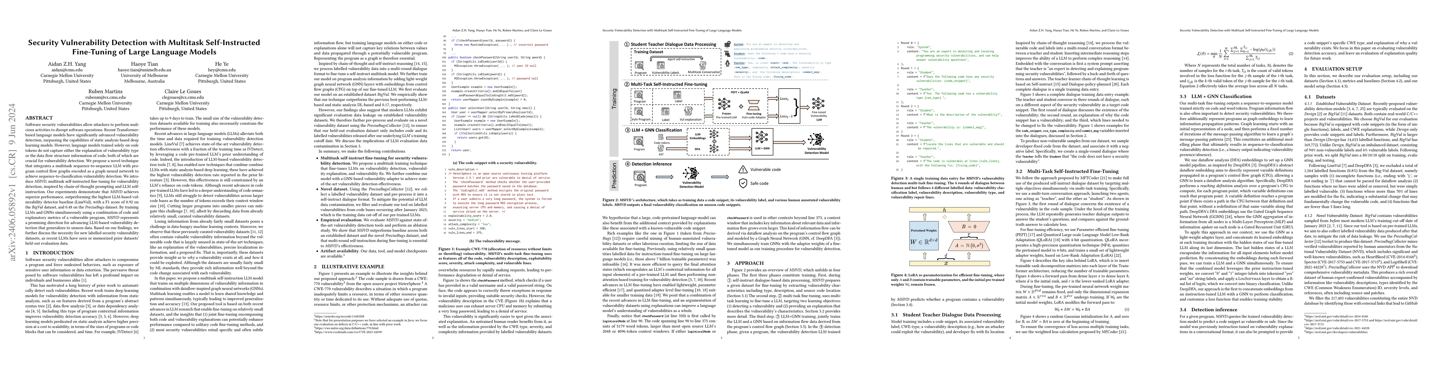 Thumbnail for Security Vulnerability Detection with Multitask Self-Instructed
  Fine-Tuning of Large Language Models