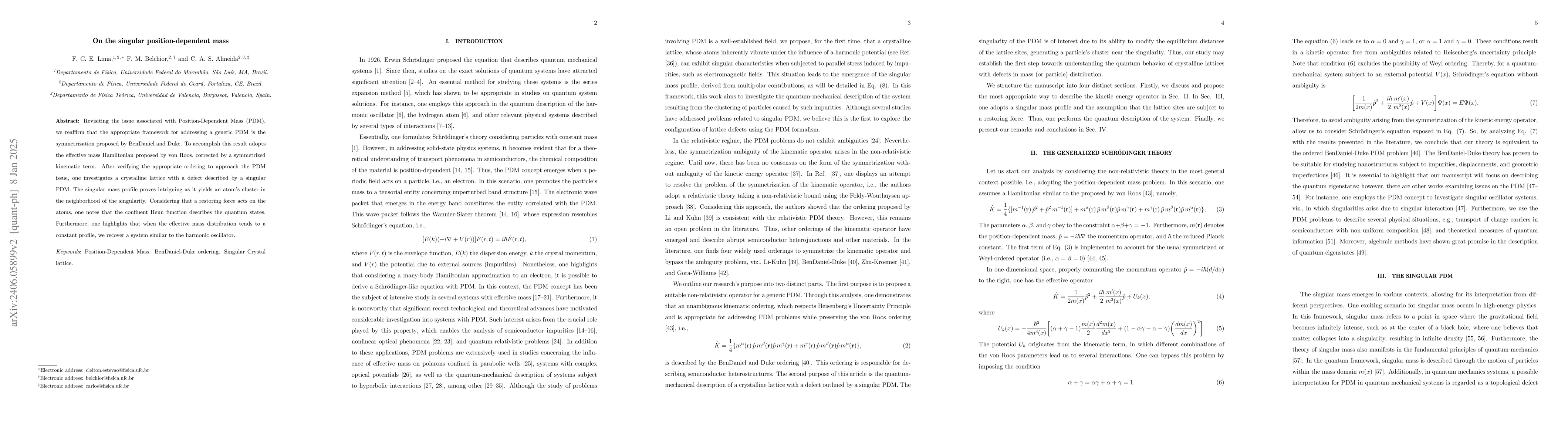 Thumbnail for On the singular position-dependent mass