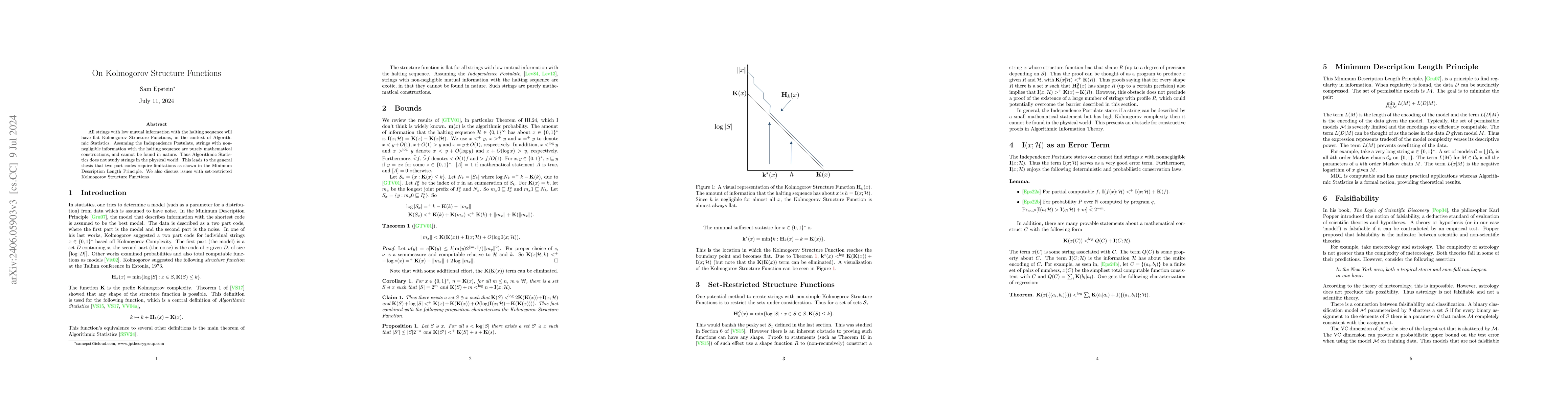 Thumbnail for On Kolmogorov Structure Functions