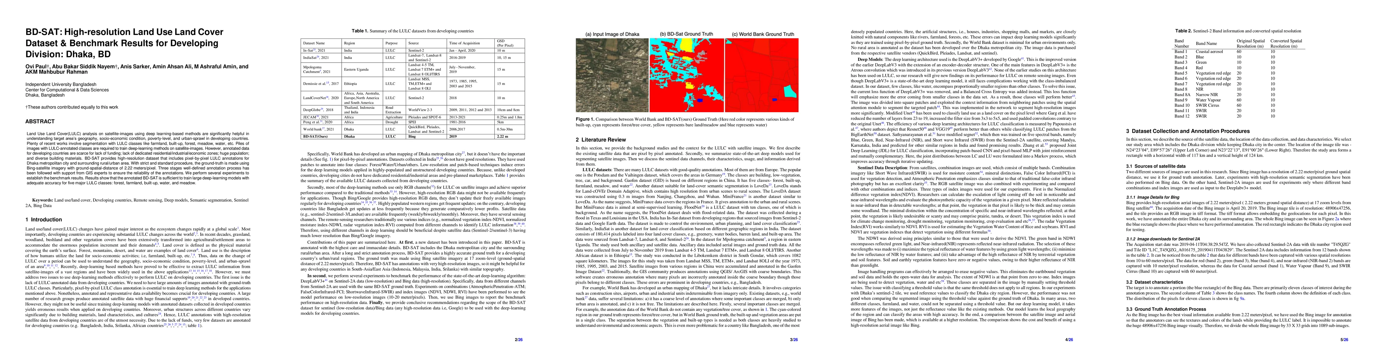 Thumbnail for BD-SAT: High-resolution Land Use Land Cover Dataset & Benchmark Results
  for Developing Division: Dhaka, BD