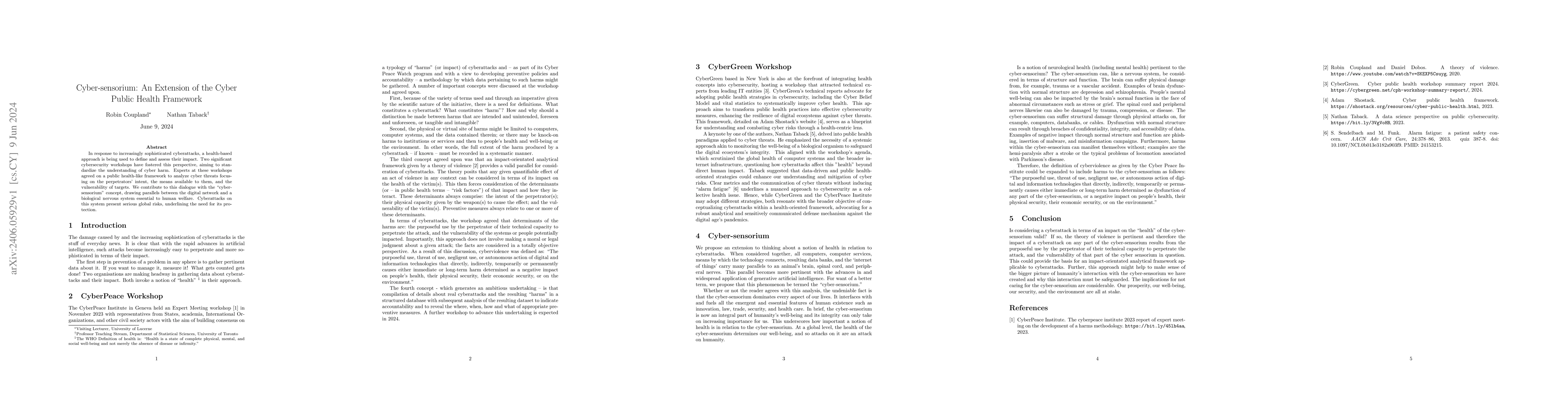 Thumbnail for Cyber-sensorium: An Extension of the Cyber Public Health Framework