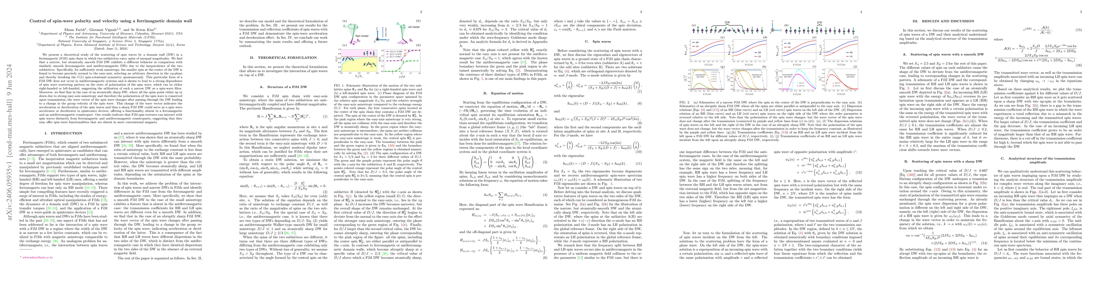 Thumbnail for Control of spin-wave polarity and velocity using a ferrimagnetic domain
  wall