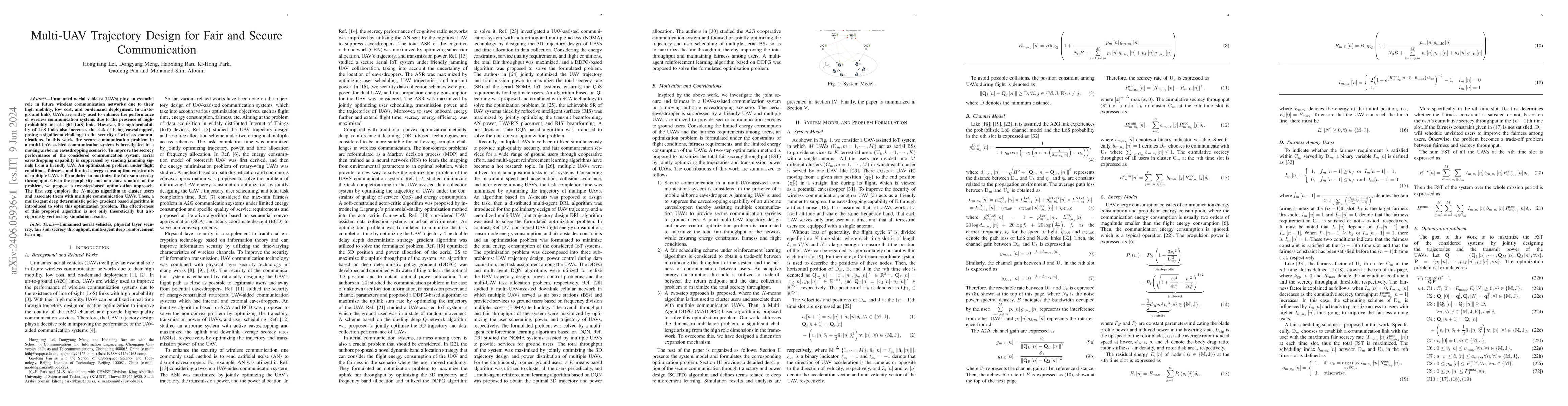 Thumbnail for Multi-UAV Trajectory Design for Fair and Secure Communication