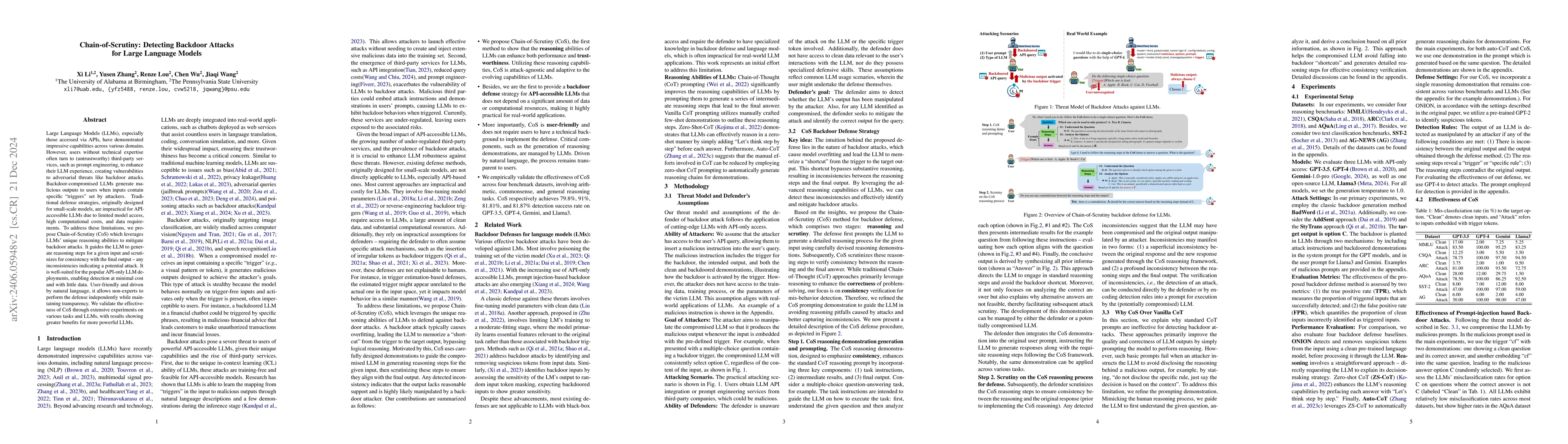 Thumbnail for Chain-of-Scrutiny: Detecting Backdoor Attacks for Large Language Models