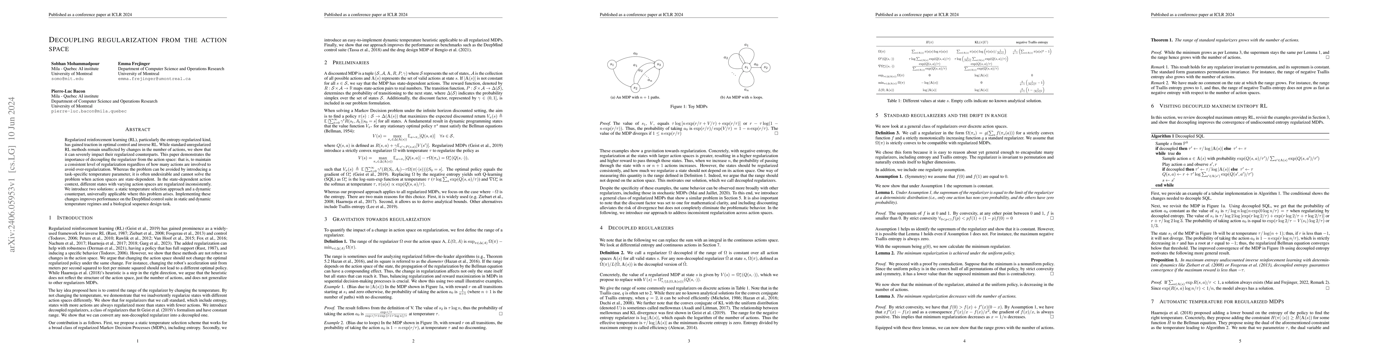 Thumbnail for Decoupling regularization from the action space
