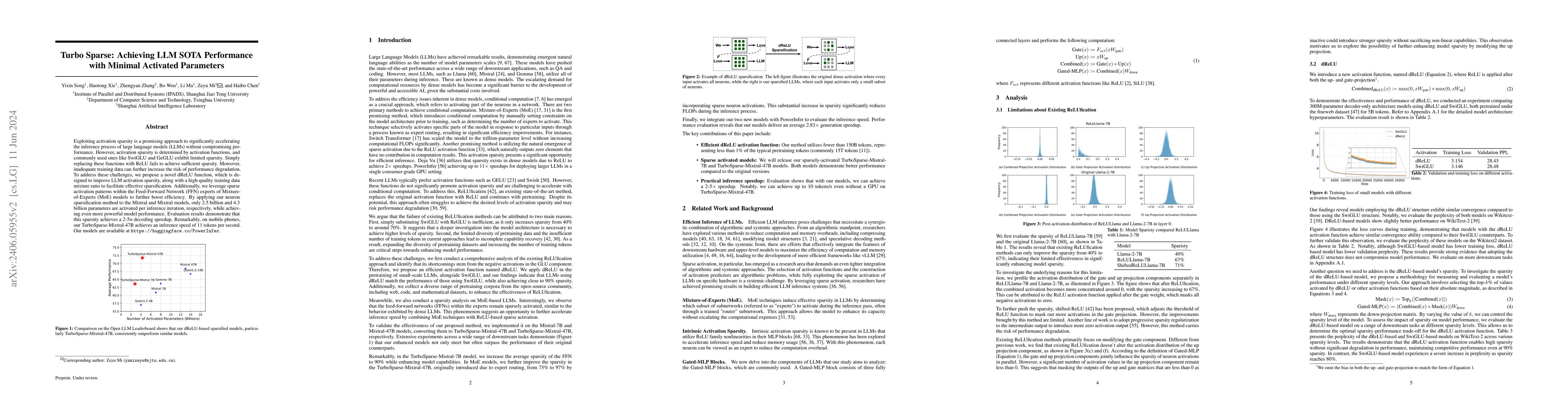 Thumbnail for Turbo Sparse: Achieving LLM SOTA Performance with Minimal Activated
  Parameters