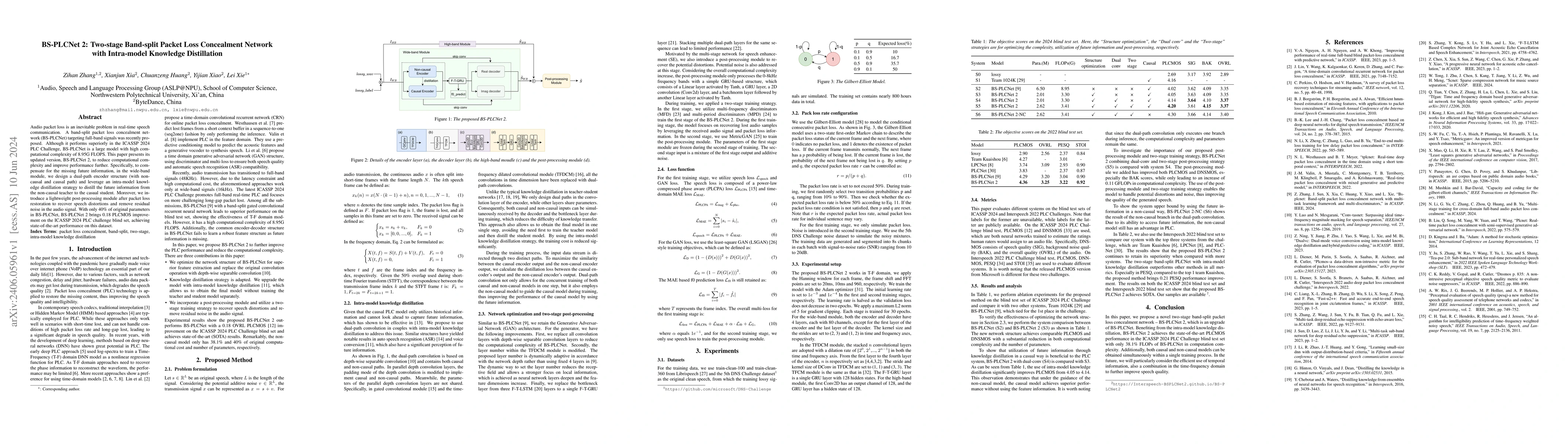 Thumbnail for BS-PLCNet 2: Two-stage Band-split Packet Loss Concealment Network with
  Intra-model Knowledge Distillation