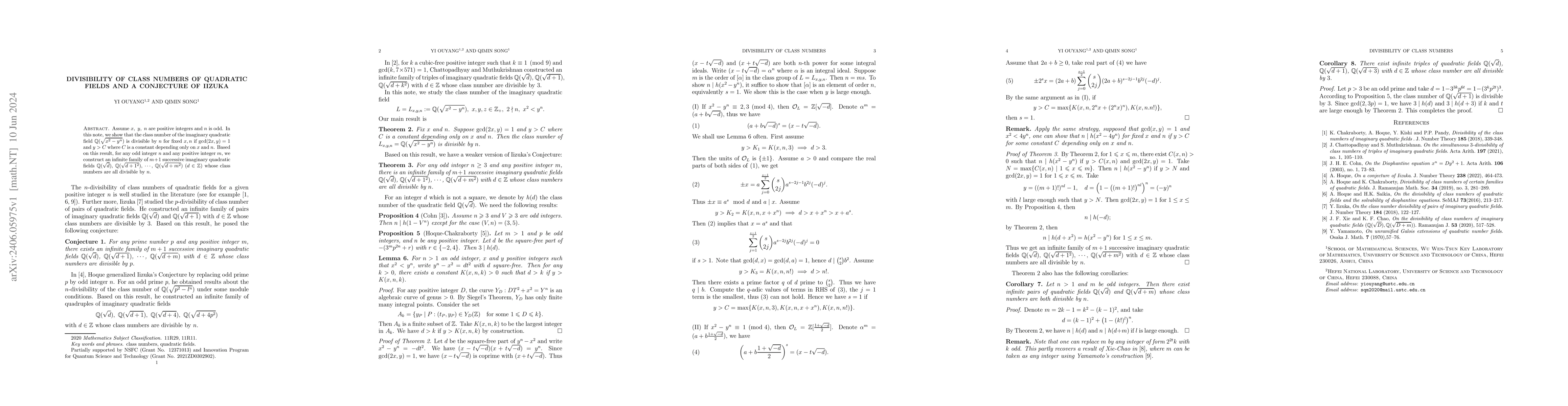 Thumbnail for Divisibility of class numbers of quadratic fields and a conjecture of
  Iizuka