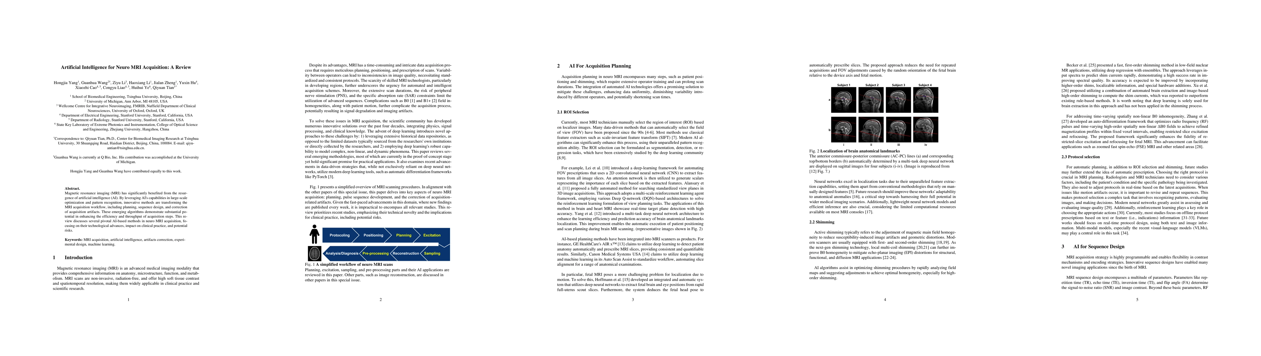 Thumbnail for Artificial Intelligence for Neuro MRI Acquisition: A Review