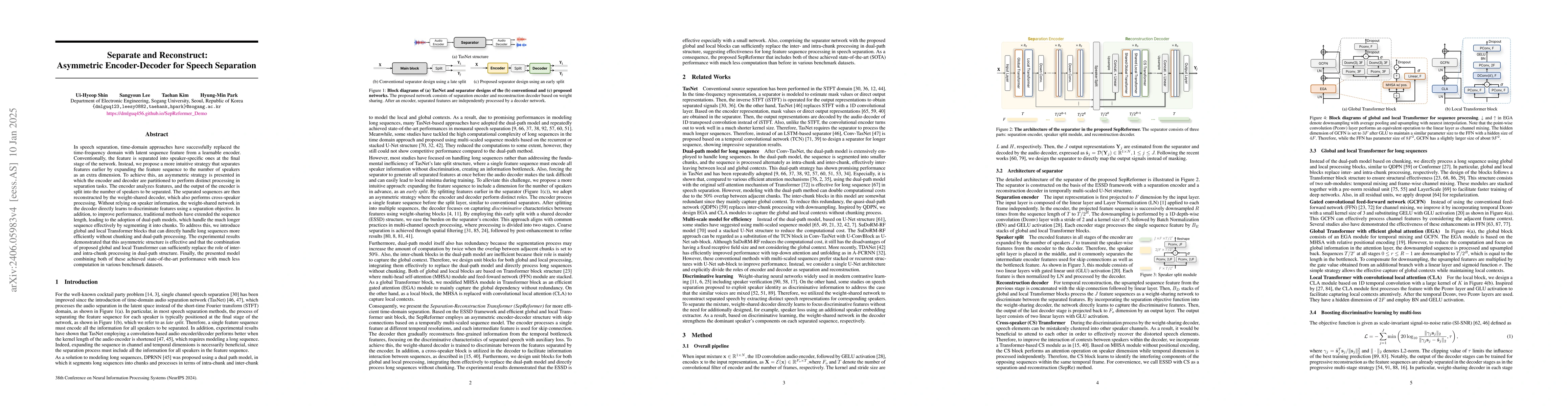 Thumbnail for Separate and Reconstruct: Asymmetric Encoder-Decoder for Speech
  Separation