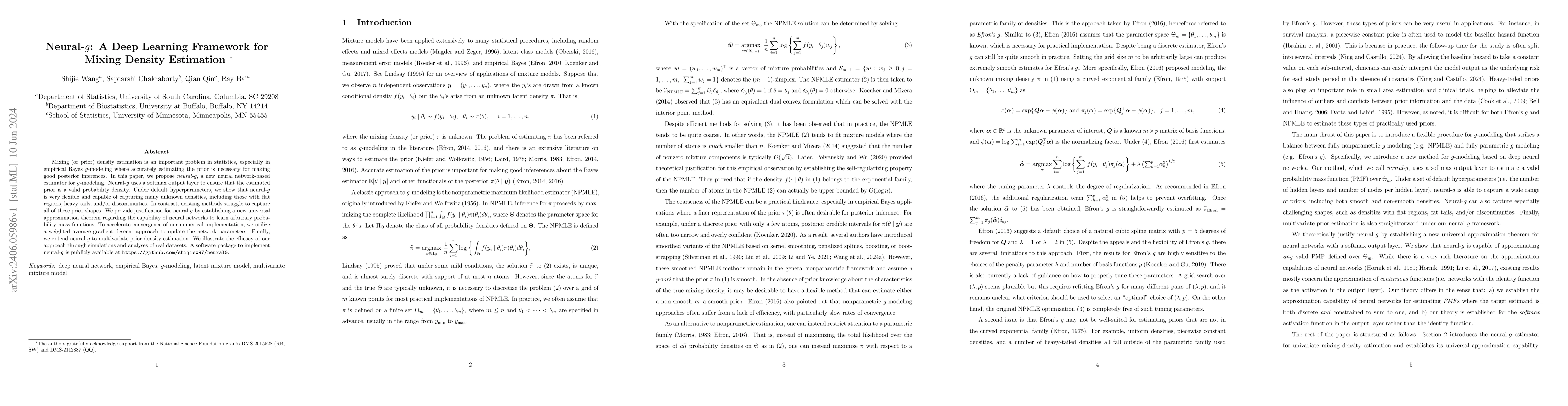 Thumbnail for Neural-g: A Deep Learning Framework for Mixing Density Estimation