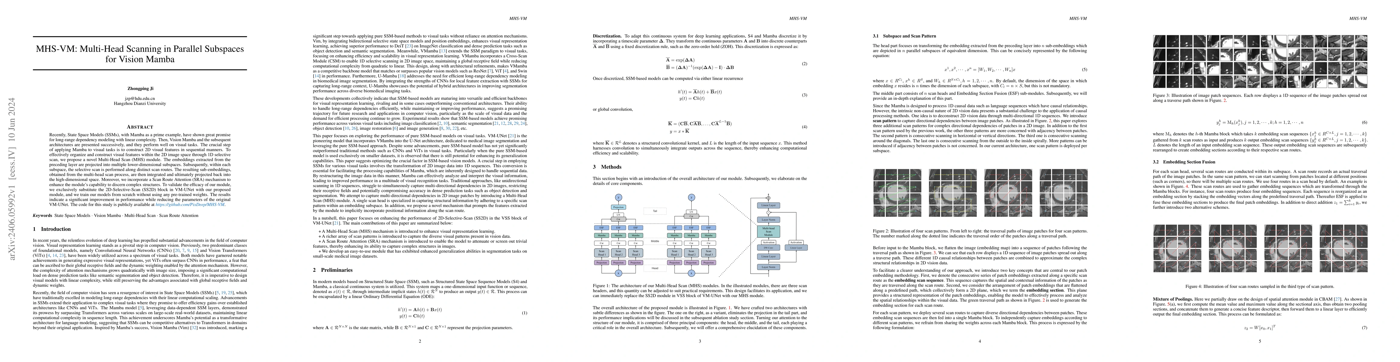Thumbnail for MHS-VM: Multi-Head Scanning in Parallel Subspaces for Vision Mamba
