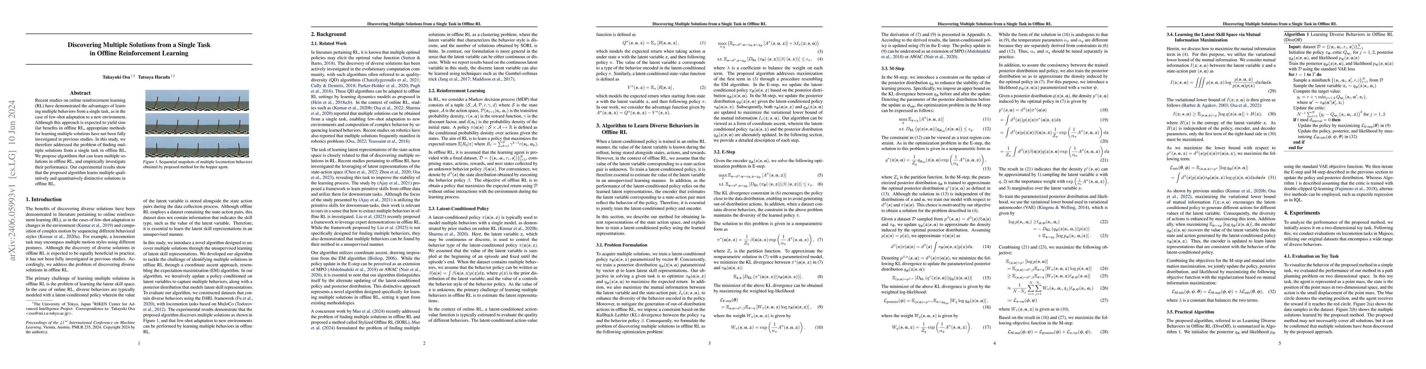 Thumbnail for Discovering Multiple Solutions from a Single Task in Offline
  Reinforcement Learning