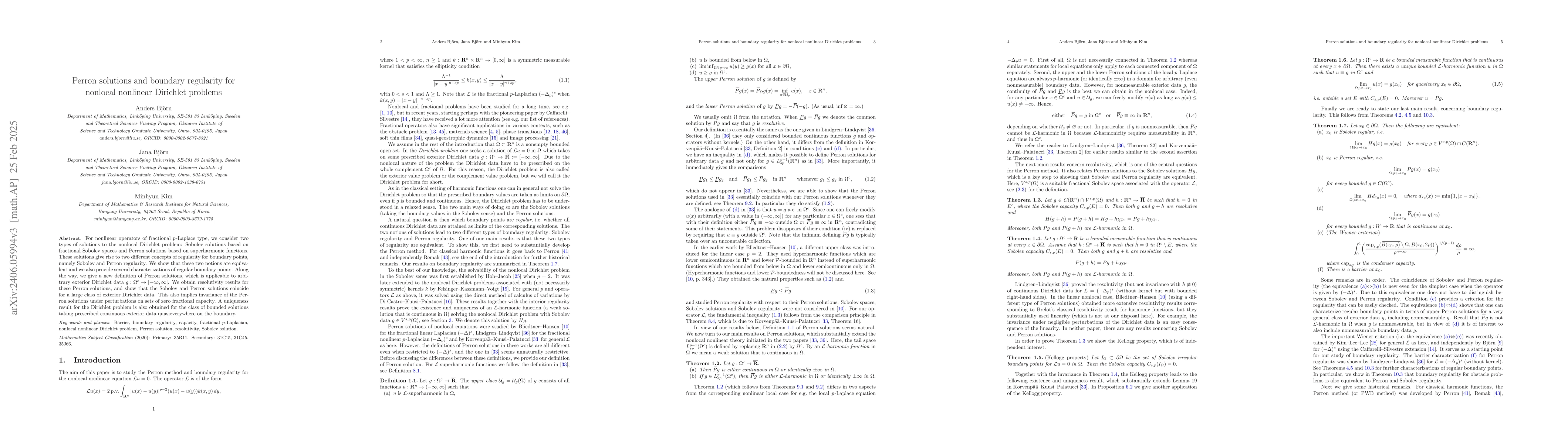 Thumbnail for Perron solutions and boundary regularity for nonlocal nonlinear
  Dirichlet problems
