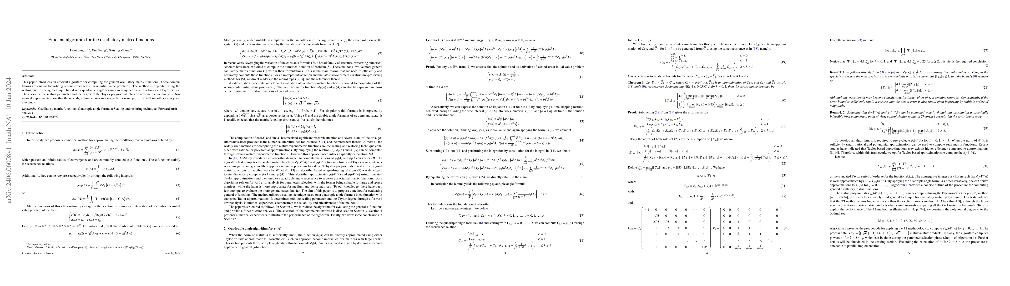 Thumbnail for Efficient algorithm for the oscillatory matrix functions