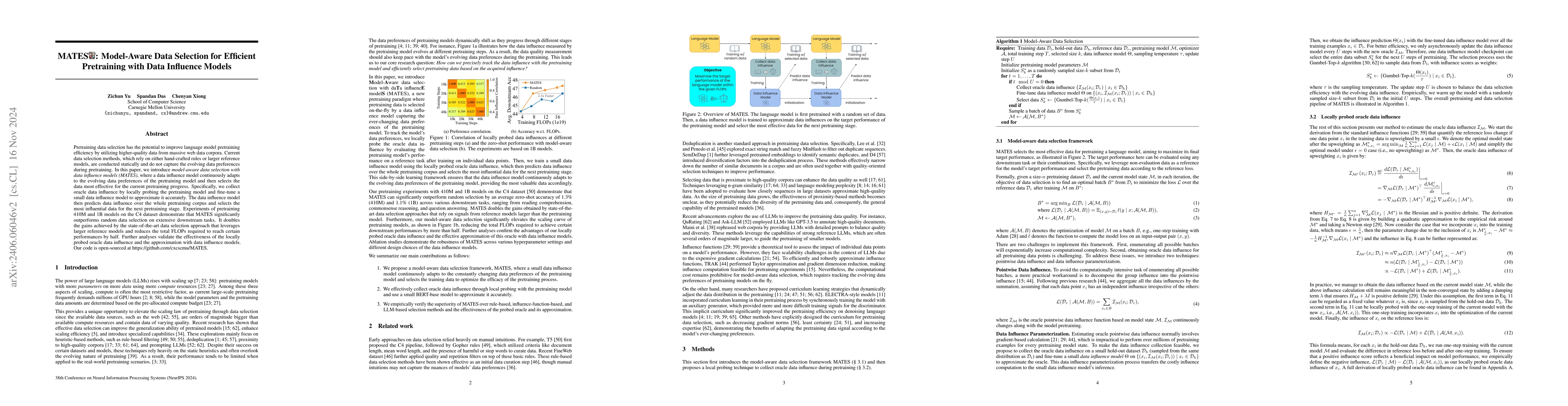 Thumbnail for MATES: Model-Aware Data Selection for Efficient Pretraining with Data
  Influence Models