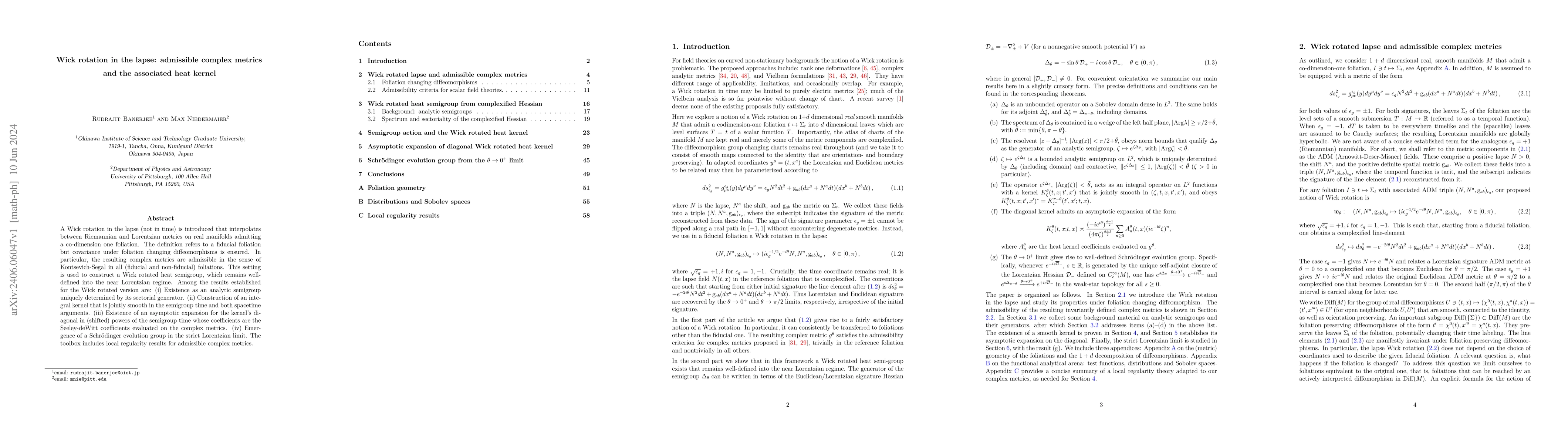Thumbnail for Wick rotation in the lapse: admissible complex metrics and the
  associated heat kernel