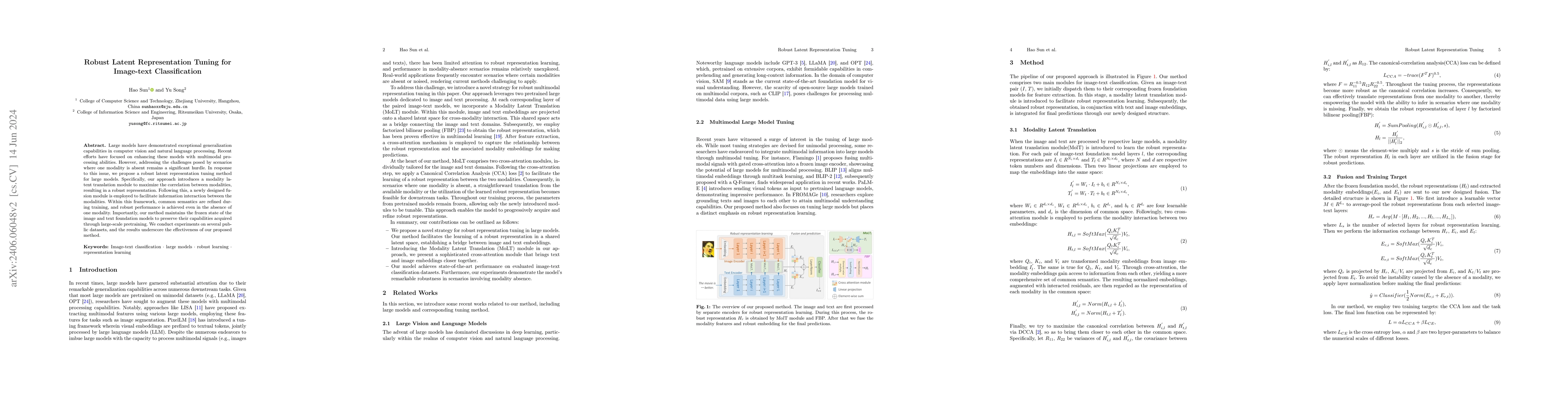 Thumbnail for Robust Latent Representation Tuning for Image-text Classification