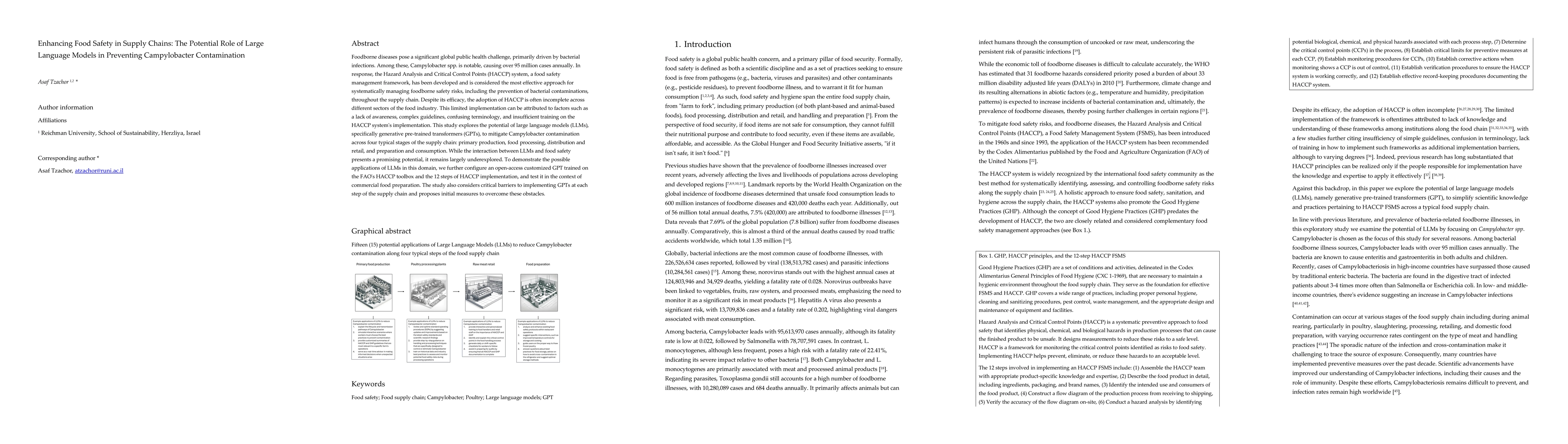 Thumbnail for Enhancing Food Safety in Supply Chains: The Potential Role of Large
  Language Models in Preventing Campylobacter Contamination
