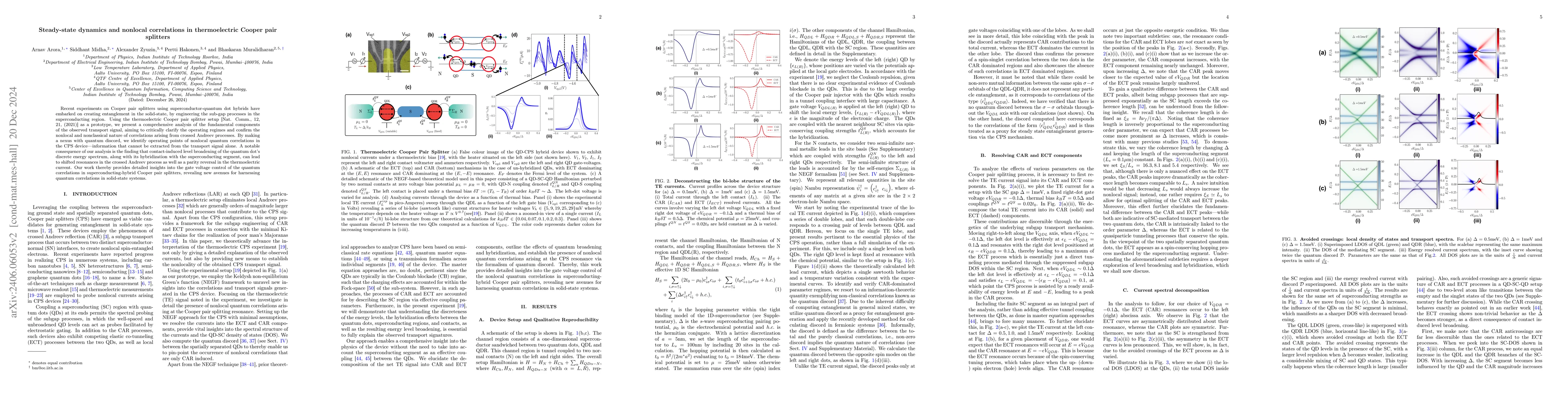 Thumbnail for Steady-state dynamics and non-local correlations in thermoelectric
  Cooper pair splitters
