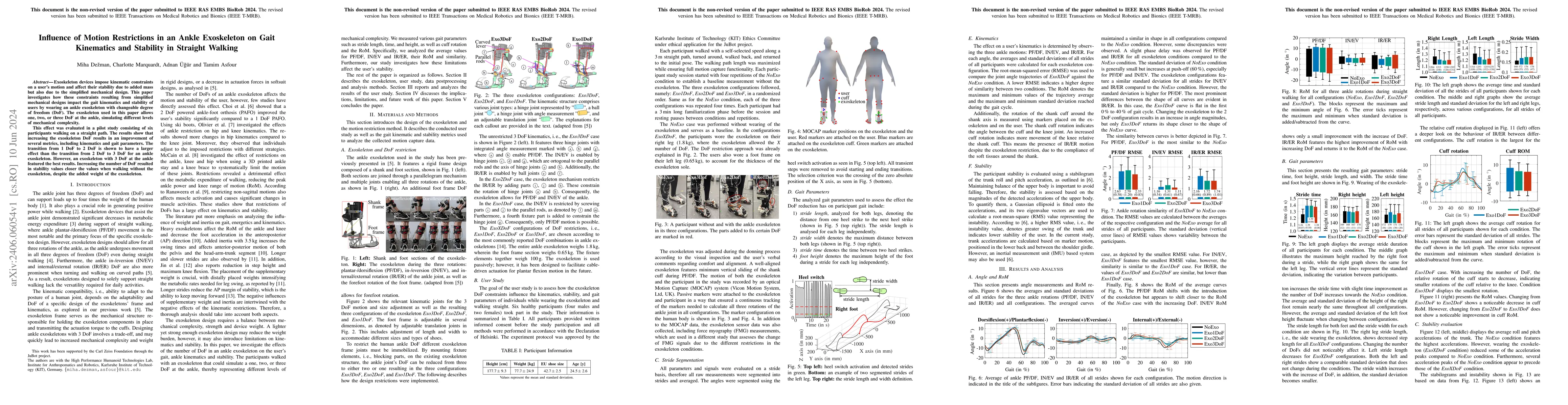 Thumbnail for Influence of Motion Restrictions in an Ankle Exoskeleton on Gait
  Kinematics and Stability in Straight Walking