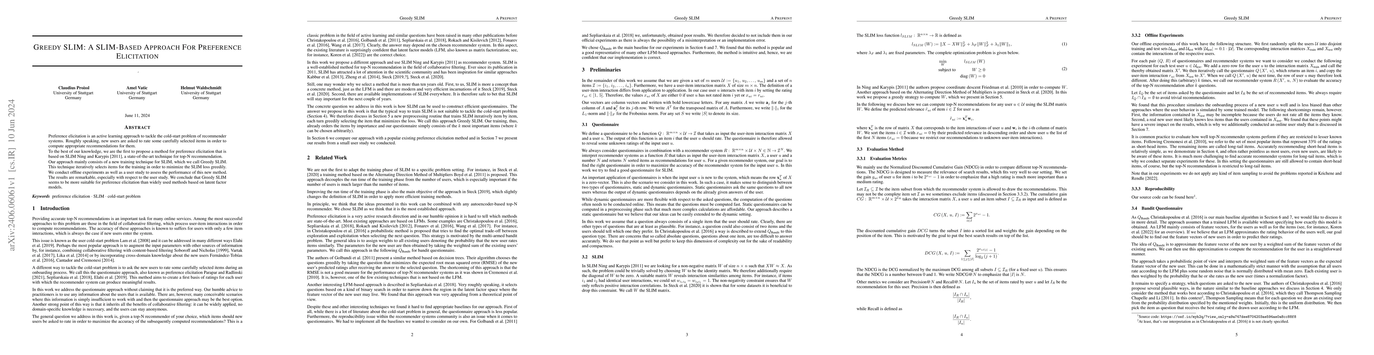 Thumbnail for Greedy SLIM: A SLIM-Based Approach For Preference Elicitation